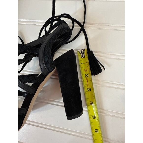 BCBG Generation Ronny Gladiator Block Heel Black Real Suede Sandals Wmns US 7 - Picture 4 of 6